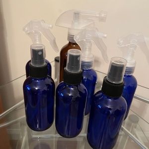 Amber and Cobalt Blue Glass Spray Bottles Never used.